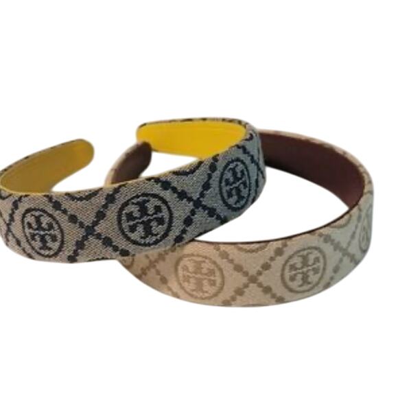 Tory Burch Blue & Tan Logo  Patterned Headbands NWT - Picture 6 of 6